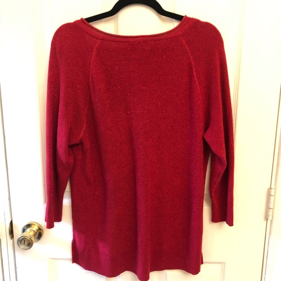 Red Glitter Knit Sweater SZ. L - Picture 3 of 4